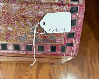 K11- $35. Box on Stand. Measures 12" wide x 9" deep x 14" tall. Some fading/chipping on the overlay but sturdy. 