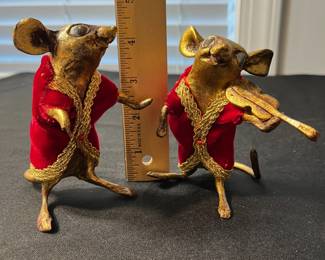 M122 - $40. Set of 4 wooden mice - painted to look metal. 