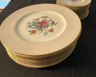 M95 - $120. Cauldon England circa 1915. 9 - 10.5" dinner plates. 12 - 6.25" saucers. 