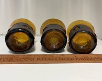 K55 - $45. Set of 8 Felipe Derflinger Imprisoned Amber Tumbler & Shot Glasses. 