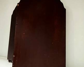 M110 - $125. Hand Painted Antique Tri-Fold Wooden Framed Mirror. Center Mirror tilts up/down. Measures 54" x 28.5". Middle is 22.5" Each End is 16". 