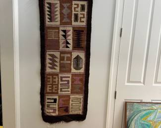 K71 - $60. Hand Loomed Wall Hanging. Measures 23" wide x 54" tall. 