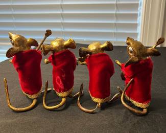 M122 - $40. Set of 4 wooden mice - painted to look metal. 
