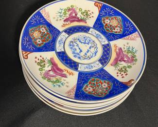 M146 - $55. Vintage Hand Painted Japanese Plates. 6 pieces. 7.5" across. 