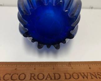 K62 - $20. Cobalt Blue Thick Glass Vase. 7.75" tall. 