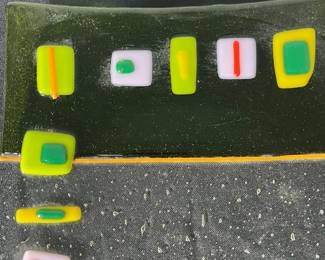 M55 - $25. Abstract Fused Glass Plate. Measures 7.75" square. 