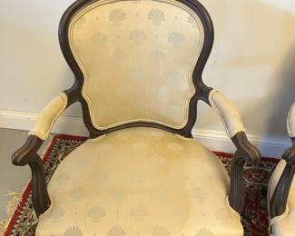 M11 - $100. PAIR of Carved Antique Chairs. Measures 25.5" wide x 17" deep x 36" tall. 