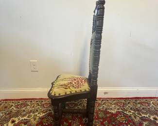 M12 - $95. Antique Spanish Hall Prayer Childs Chair. Measures 14" wide x 14" deep x 37.25" tall. Very Sturdy!