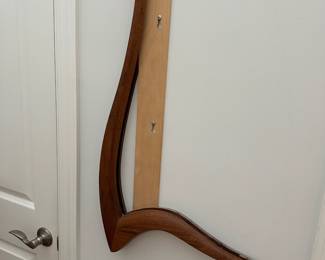 K69 - $150. Vintage Asymmetrical Wood Framed Mirror. Measures 18" wide x 37" tall. Wood frame is in excellent condition - mirror shows a bit of wear along the edge. 