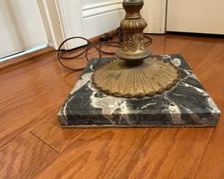 M111 - $60. Marble Base Floor Lamp with Crystal Column. One section has a crack but isn't broken off.  No shade. Measures 9" wide x 62" tall. 