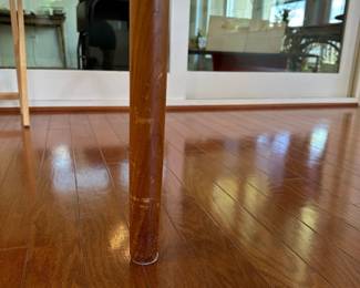 K67 - $300. MCM Teak Hidden Leaf Dining Table. Has some surface wear on top & legs. Overall sturdy. Measures 35" wide x 53" long x 29" tall. 2 leaves pull out and each adds 18"