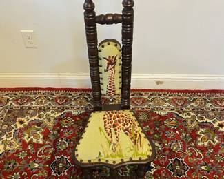 M12 - $95. Antique Spanish Hall Prayer Childs Chair. Measures 14" wide x 14" deep x 37.25" tall. Very Sturdy!