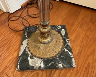 M111 - $60. Marble Base Floor Lamp with Crystal Column. One section has a crack but isn't broken off.  No shade. Measures 9" wide x 62" tall. 