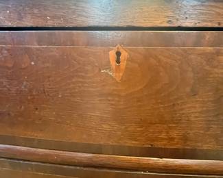 M1 - $175. 3 Drawer Antique Chest. Measures 37" wide x 20.5" deep x 37" tall. Drawers are a little "sticky" and there are some imperfections with the veneer. Custom cut glass has protected the top! Hand cut dovetails drawers. 