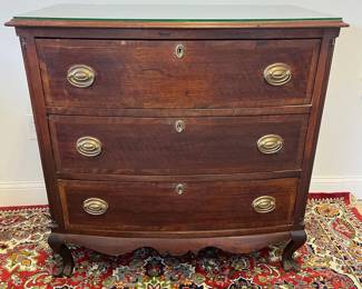 M1 - $175. 3 Drawer Antique Chest. Measures 37" wide x 20.5" deep x 37" tall. Drawers are a little "sticky" and there are some imperfections with the veneer. Custom cut glass has protected the top! Hand cut dovetails drawers. 
