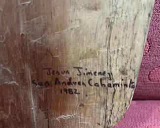 K46 - $85. Huichol Indian Beaded Folk Art Mask by Jesus Jimenez San Andrea Cohaminto. 1982. Measures 7" wide x 14" tall. It is missing a few seed beads. 
