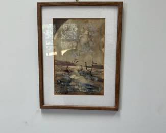 K13 - $85. Watercolor by Russian Jewish Artist Elena Kabischer (1903-1990). Signed Kabischer. Framed it measures 10" wide x 13" tall. 