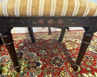 M10 - $80. Pair of Antique Chairs. Each measures 18.5" wide x 17.5" deep x 35" tall. Need to be reupholstered and cleaned up. Painting is in great antique condition!