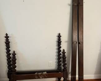 M106 - $175 PAIR of Twin Size Antique Barley Twist Bed Frames. Headboards measures 43.75" wide x 45" tall. Space between posts is 36". I only have 1 set of side rails - so you will have to replace one set. This is for 2 BEDS!