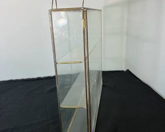 M51 - $45. Vintage Glass & Brass Collectors Display Case. Measures 14" wide x 3" x 13.5" tall. 