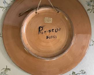 K85 - $35. Rufinelli Assisi Mid Century Fish Ceramic Plate. Measures 8.5" across. 