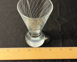 M73 - $50. MCM Ball Base Etched Martini Glasses. Set of 5. 2.75" x 4.5" tall. 