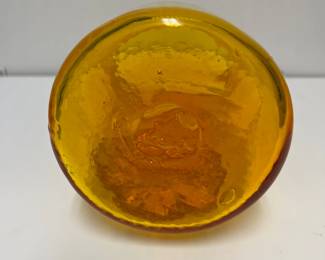 K63 - $25. Retro Sunflower Yellow Vase. Handblown glass. 