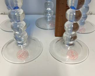 K64 - $75. Cobalt Blue Vietri Wine / Water Glasses. 11 Pieces. 8 1/8" tall. 