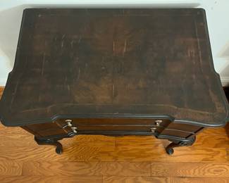 M108 - $145. Antique 2 Drawer side table. Measures 26.25" wide x 16" deep x 28.5" tall. 