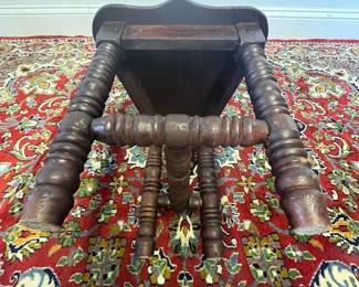 M12 - $95. Antique Spanish Hall Prayer Childs Chair. Measures 14" wide x 14" deep x 37.25" tall. Very Sturdy!