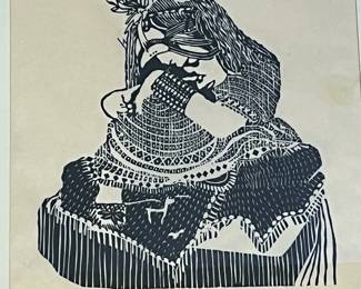 K79 - $40. Framed Print Titled. "Magan Indian Girl 3/4"  Measures 16.75" x 17.75". 