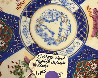 M146 - $55. Vintage Hand Painted Japanese Plates. 6 pieces. 7.5" across. 