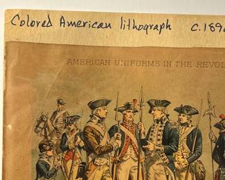 M83 - $15. Small Lithograph. American Uniforms in the Revolutionary War. H A Ogden
