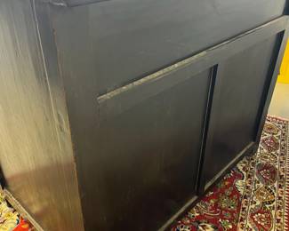 M48 - $450. Two Door, Two Drawer Red Asian Chest. Measures 41" wide x 25.5" deep x 35.75" tall. 