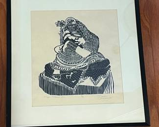 K79 - $40. Framed Print Titled. "Magan Indian Girl 3/4"  Measures 16.75" x 17.75". 