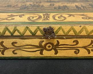 M49 -$60.  Wooden Painted Box with hinged lid. Measures 19" wide x 23" tall x 3" deep. Campbell Art Co. 