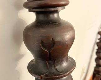 M106 - $175 PAIR of Twin Size Antique Barley Twist Bed Frames. Headboards measures 43.75" wide x 45" tall. Space between posts is 36". I only have 1 set of side rails - so you will have to replace one set. This is for 2 BEDS!