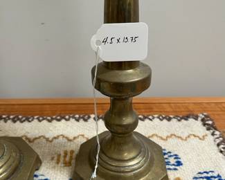 K54 - $55. Large Brass Candlestick PAIR. Measures 4.5" wide x 13.75" tall. 