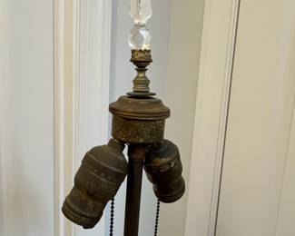 M111 - $60. Marble Base Floor Lamp with Crystal Column. One section has a crack but isn't broken off.  No shade. Measures 9" wide x 62" tall. 