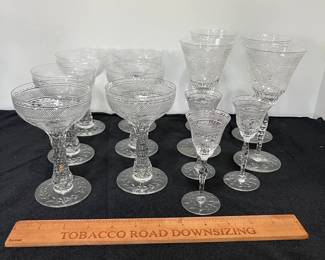 M50 - $120 19th Century Hollow Stem Crystal 16 Pieces Total