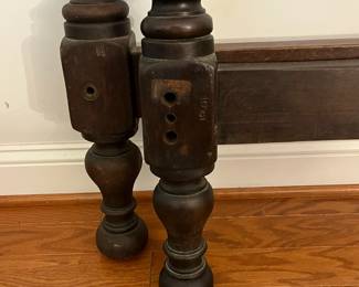 M106 - $175 PAIR of Twin Size Antique Barley Twist Bed Frames. Headboards measures 43.75" wide x 45" tall. Space between posts is 36". I only have 1 set of side rails - so you will have to replace one set. This is for 2 BEDS!