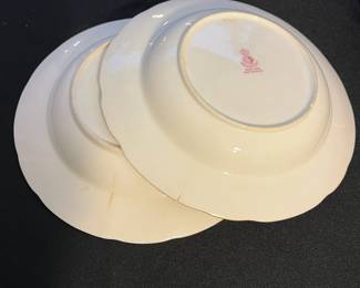 M142 - $300. 5 Pieces Antique Mintons for Tiffany & Co. Heavy Gilt Medallion Swag Bowls. Measures 7.75" across. 2 have chips/ cracks. 