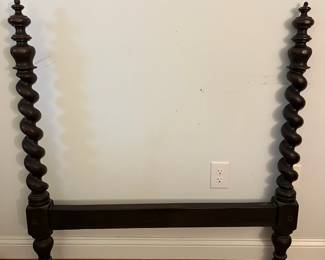 M106 - $175 PAIR of Twin Size Antique Barley Twist Bed Frames. Headboards measures 43.75" wide x 45" tall. Space between posts is 36". I only have 1 set of side rails - so you will have to replace one set. This is for 2 BEDS!