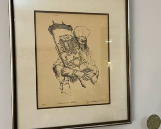 K80 - $35. Seymour Rosenthal Etching. Measures 19" x 22". "Elder with Torah" signed & numbered. 