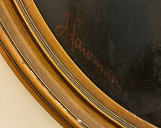 M104 - $300. Original Painting on Canvas. Measures 29" wide x 33" tall. Has significant hole near her collar. Signed J. Laurman