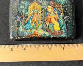 M72 - $85. Hand Painted Russian Lacquer Box. Measures 4.5" x 3.25". 