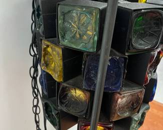 K44 - $500. Vintage Felipe Delfinger Modernist Brutalist Light Fixture. (This stand was made to turn it into a floor lamp but it is not original and can be removed.)