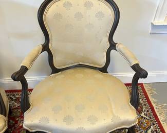 M11 - $100. PAIR of Carved Antique Chairs. Measures 25.5" wide x 17" deep x 36" tall. 