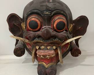 K30 - $40. Bali, Indonesia Hand Carved Mask. Balinese Barong. Moveable Jaw & Ears. 