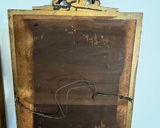 M109 - $300 PAIR. Antique Wooden Framed Gold Gilt Trumeau Mirror PAIR. Each measures 16" wide x 66" tall. Overall very good antique condition!